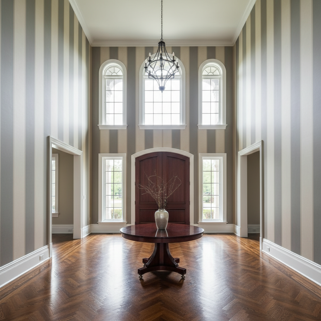 Grand foyer vertical stripe wallpaper Toronto